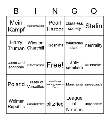 World War II Bingo Card