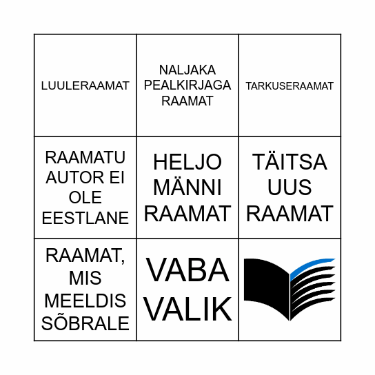 SUVINE RAAMATUBINGO 1 - 3 KLASS Bingo Card