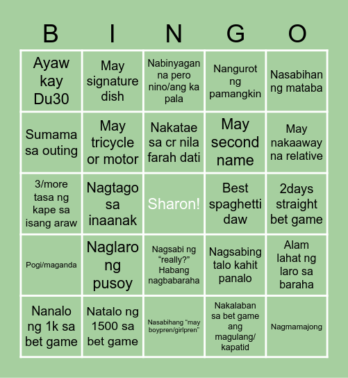 Badillo Edition Bingo Card