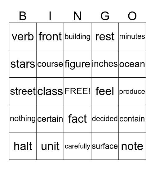 Fry's Fifth 100 (419-437 & Review) Bingo Card