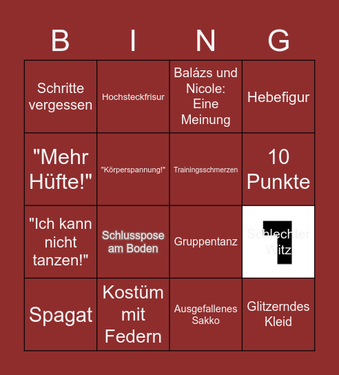 Dancing Bingo Card