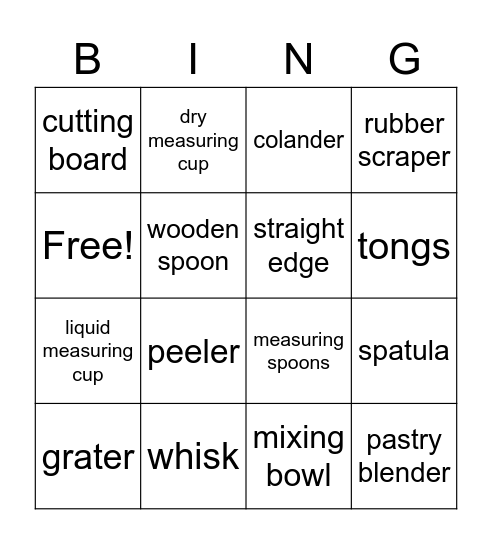 tools bingo Card