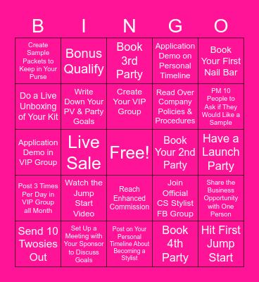 Glitter & Shine New Stylist Bingo! Bingo Card