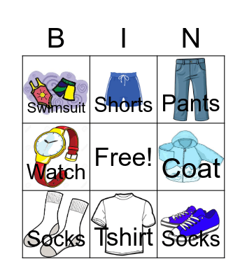 Clothes Bingo Card