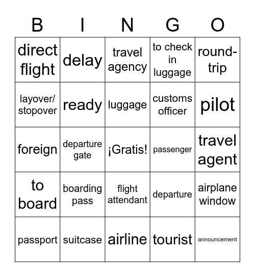 U8A Vocabulario Bingo Card