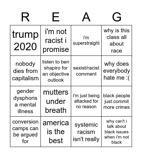 Reagan Bingo Card