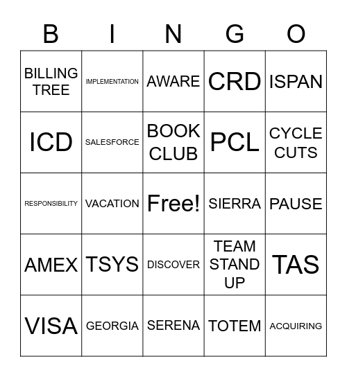 Implementation Services Bingo Card