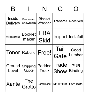 Sydney Stone Bingo Card