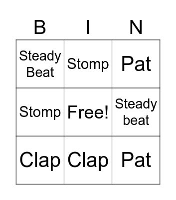 Body Percussion Bingo Card