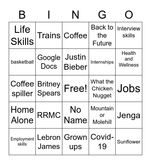 Project SEARCH Bingo Card