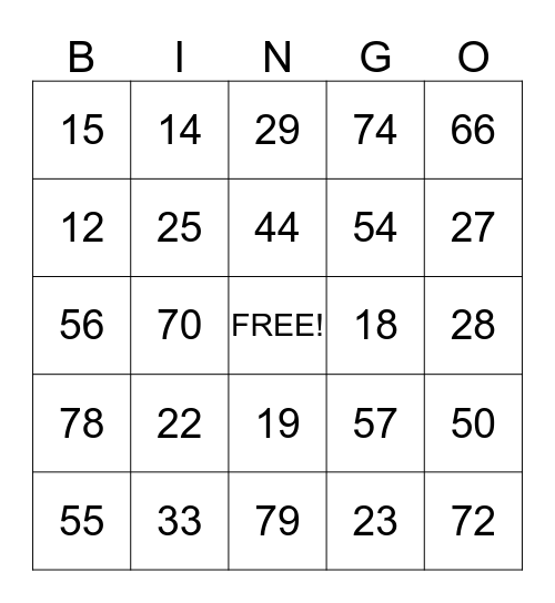 Birthday Party Bingo Card