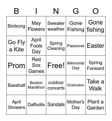 SPRINGTIME BINGO Card