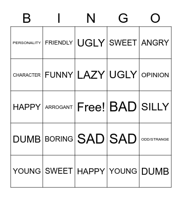 Review Unit 4 Bingo Card