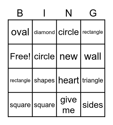 I wonder 1.2 shapes Bingo Card