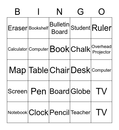 The CLASSROOM Bingo Card