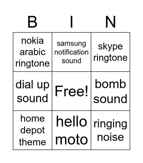 bing go Bingo Card