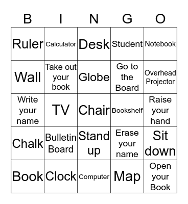 The CLASSROOM Bingo Card