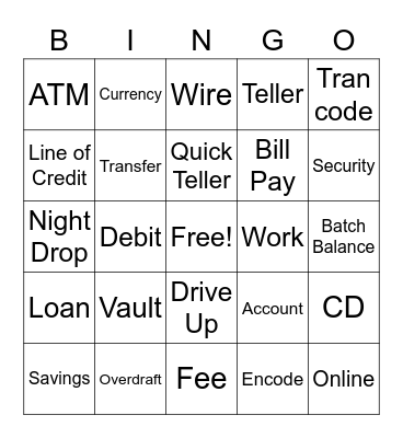 Banker Bingo Card