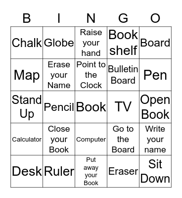 The CLASSROOM Bingo Card