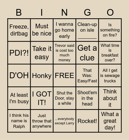 Larry Bingo Card