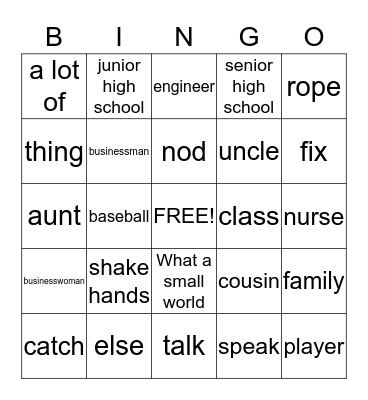 L1 Bingo Card