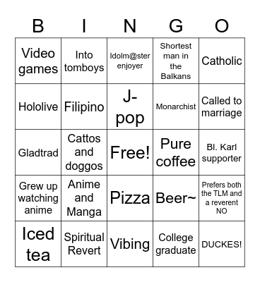 Manilaman Bingo Card