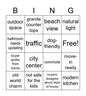 House Hunters International MfA Bingo Card