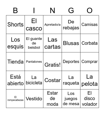 Deportes y Ocio Bingo Card