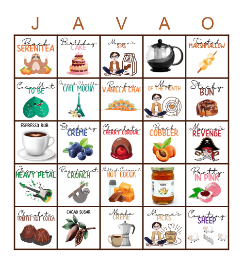 Java Momma Flavor Profiles Bingo Card