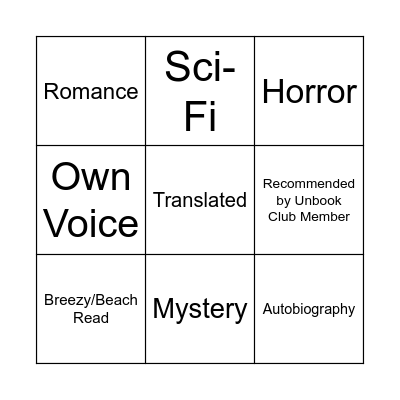Book Bingo Card