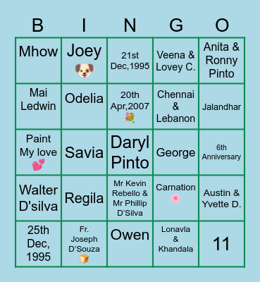 OWEN & REGILA  27/04/2021🥂 Bingo Card