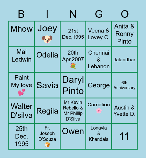 OWEN & REGILA  27/04/2021🥂 Bingo Card