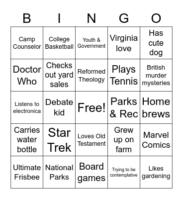 Nathan Bingo Card