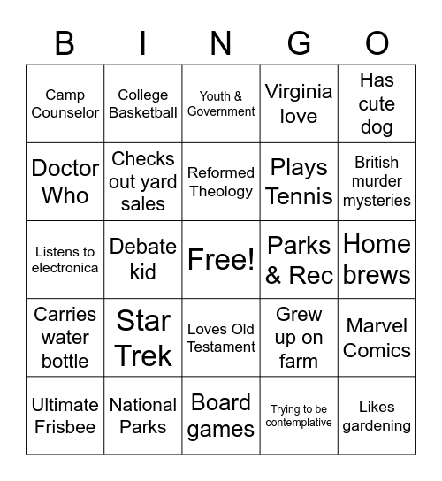 Nathan Bingo Card