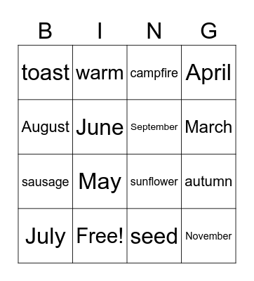 Spring and autumn Bingo Card