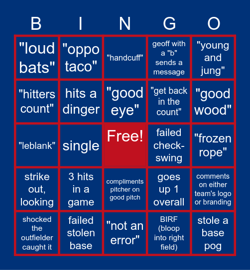 Young "Big Daddy" Wolf MLB Bingo 2021 Bingo Card