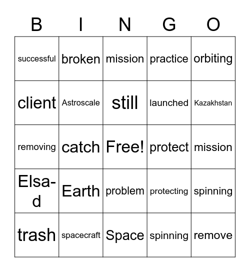Space Trash Bingo Card