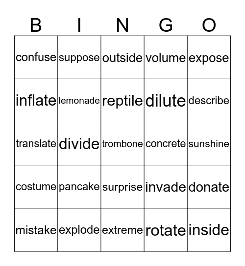 The Power of the Magic e Bingo Card