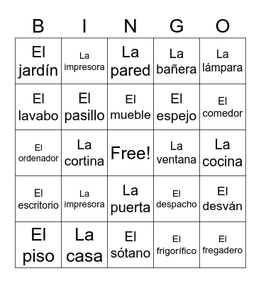 Household Bingo Card