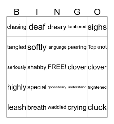 Bear's Bingo Card