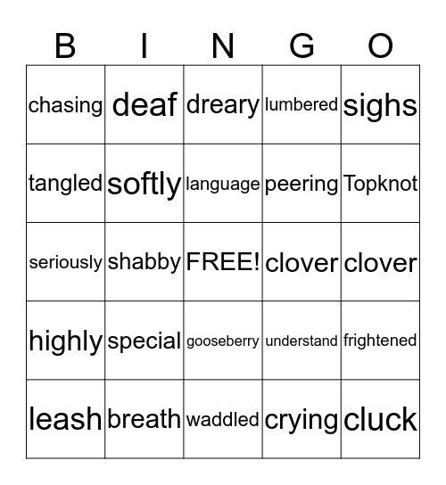 Bear's Bingo Card