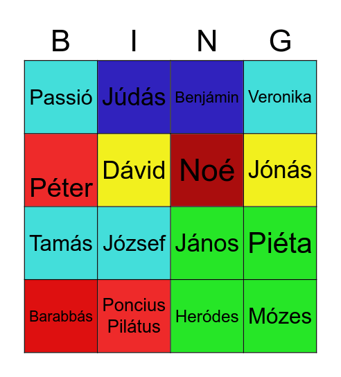 Bibliai nevek Bingo Card