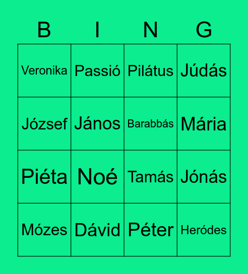 Bibliai nevek Bingo Card