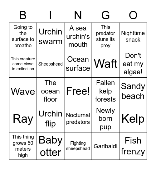 Kelp Forest Bingo! Bingo Card