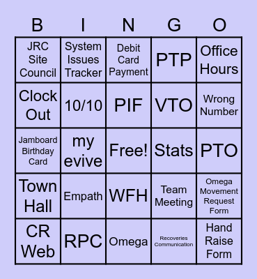 Capital One Bingo Card