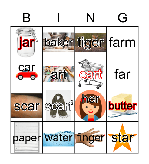 AR and ER Bingo Card