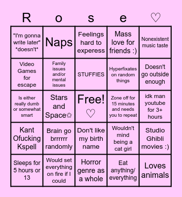 Wose Bingo Card