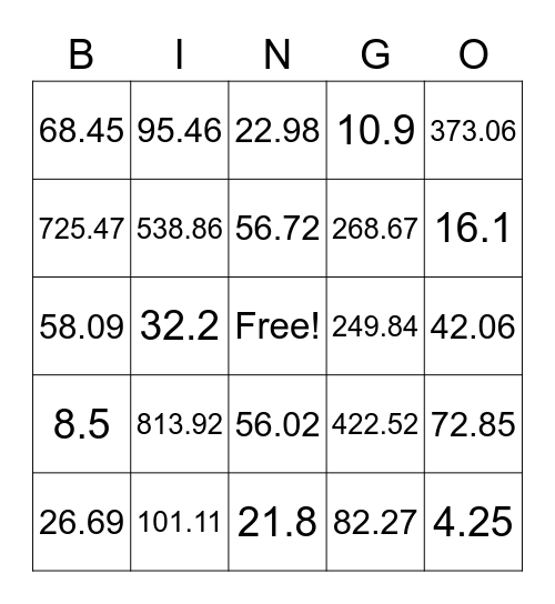 Circle Bingo Card