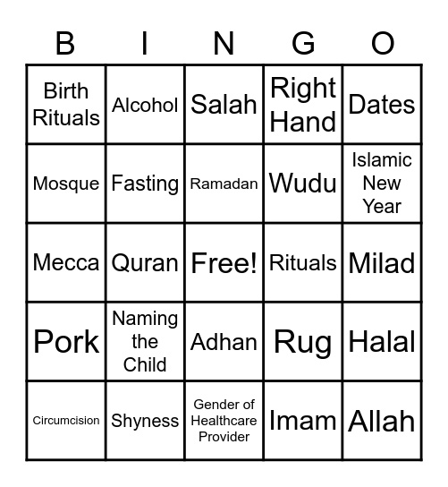 Islam Bingo Card