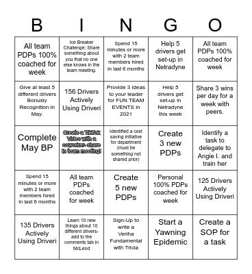 May Team Bingo Card